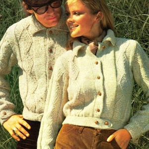 Womens Mens Knitted Cropped Jackets Knitting Pattern, Aran Bomber Jacket Pattern Download 34&quot; - 44&quot; Chest, Knitting Pattern Download