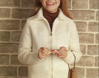 Moldes de tricô para jaqueta infantil com zíper, cardigãs infantis, tamanhos 26" - 36" de tórax, download em PDF