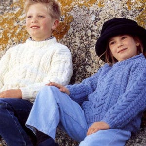 Knitting Pattern Childrens Sweater Jumper Pullover Aran / Medium Worsted, Size 1 - 12 years, Aran Knitted Jumper, Knitting Pattern Download