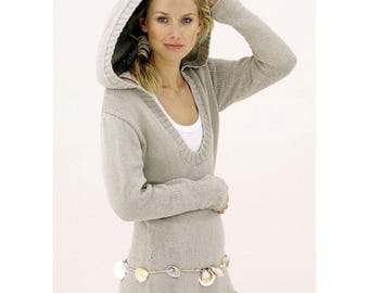 Ladies Jumper Knitting Patterns, Women's Hooded Sweater Patterns, 30" - 40" Chest, PDF Download,