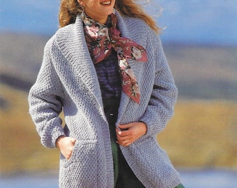 Chunky Ladies Cardigan Knitting Patterns, Easy Women's Jackets, 30-40" Chest, PDF Download