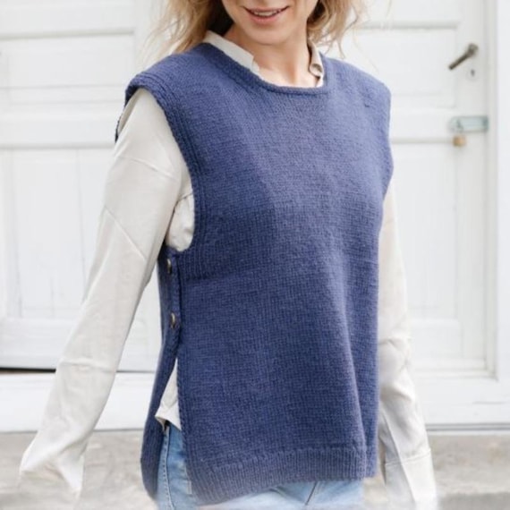 Womens Sleeveless Sweater Vest Knitting Pattern: Easy Beginner DK - Main Image