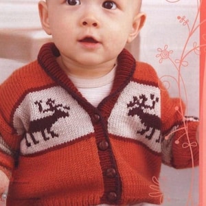 Baby Cardigan Knitting Pattern Download,  Knitted Baby Sweater Pattern, Size 6 - 24 Months,  Retro Knitted Baby Cardigan Pattern Download