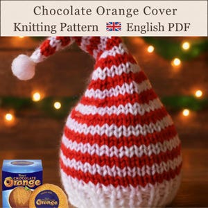 Stickmönster för jultomte med chokladapelsin, stickmönster för färspaj, PDF-nedladdning