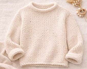 Easy Chunky Knit Sweater Patterns, Beginner Women's Jumpers, 30-40" Chest, PDF Download