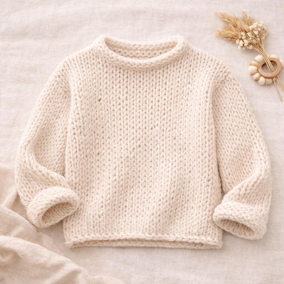 Easy Chunky Knit Sweater Patterns, Beginner Women's Jumpers, 30-40" Chest, PDF Download