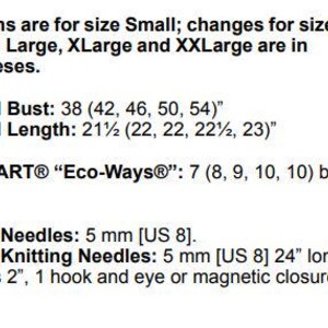 Pu&ograve; includere: Istruzioni per la maglia per un maglione con misure per le taglie Small, Medium, Large, XLarge e XXLarge. Il modello utilizza il filato RED HEART&reg; "Eco-Ways&reg;" nel colore Ostrica. Il modello richiede 7 (8, 9, 10, 10) gomitoli di filato e richiede ferri da maglia da 5 mm [US 8] e ferri da maglia circolari.