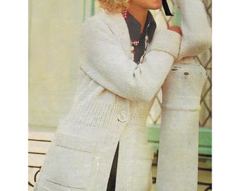 Ladies Jacket Knitting Patterns, Women's Chunky Cardigans, Size 32" - 38" Chest, PDF Download
