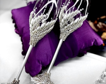 Copas de champán de perla para bodas: set de regalo de aniversario personalizado