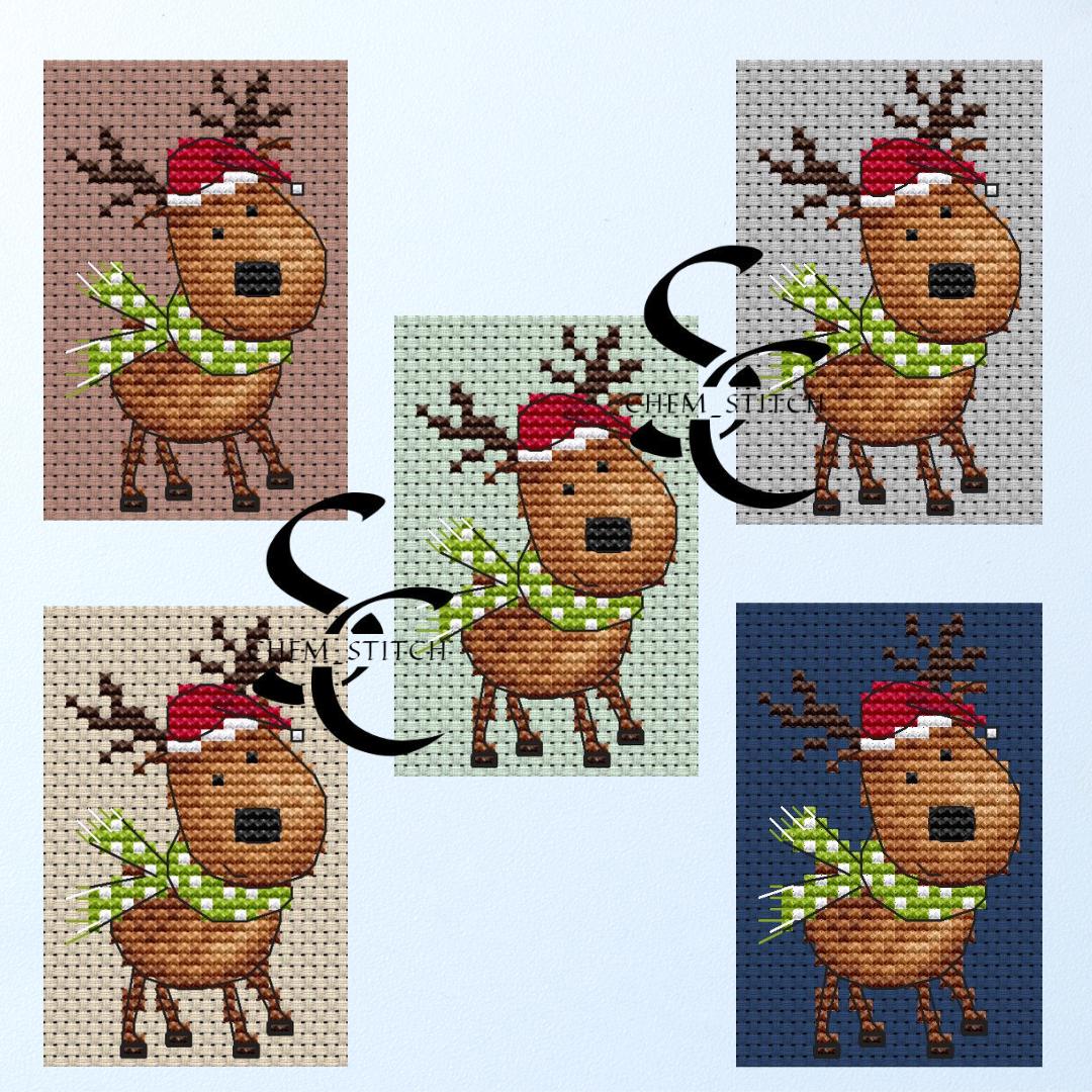 Cute Christmas Reindeer Cross Stitch Pattern, Winter Holiday Deer, Easy ...