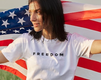 Minimalist FREEDOM T-Shirt, Modern Patriotic Statement, Wake up America, Trending shirt
