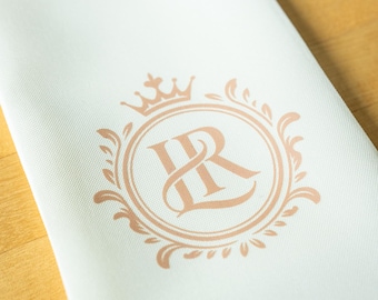 Custom Monogram or Logo Napkin | Personalized Wedding Napkins | Polyester Cloth Napkins | Decor | Reusable Dinner Napkins 20"x20"