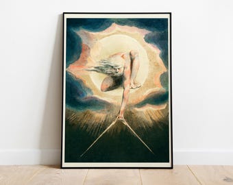 Póster de El Anciano de los Días - Lámina de arte romántico de William Blake - Decoración de pared de museo