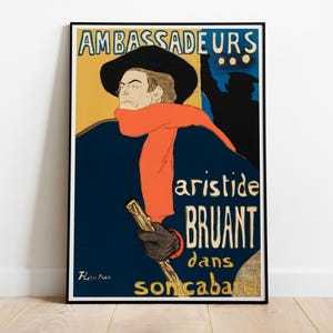 Henri de Toulouse-Lautrec, Aristide Bruant at Ambassadeurs - Home Decor - Premium Semi-Glossy Paper