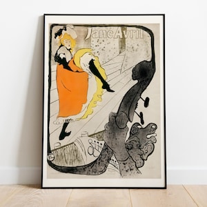 Henri de Toulouse-Lautrec, Jane Avril, stampa d'epoca di un cabaret francese, 1893 - Quadro, decorazione per la casa, poster di alta qualità - Carta semilucida premium