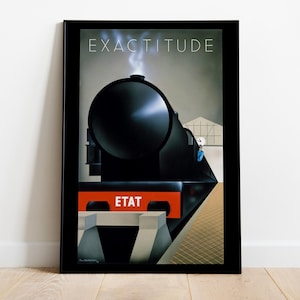 Fix-Masseau, Exactitude, Manifesto ferroviario francese, Arte ferroviaria, 1929 - Quadro, Decorazione per la casa, Poster di alta qualità - Carta semilucida premium