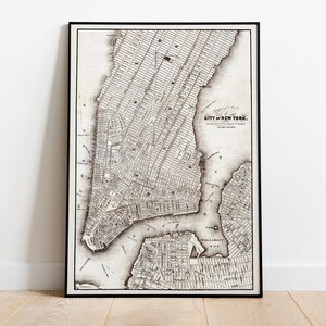 S.A. Mitchell Sr, Map of the City of New York, 1850 -Vintage Map, Historian NY Decor, High Quality Poster - Premium Semi-Glossy Paper