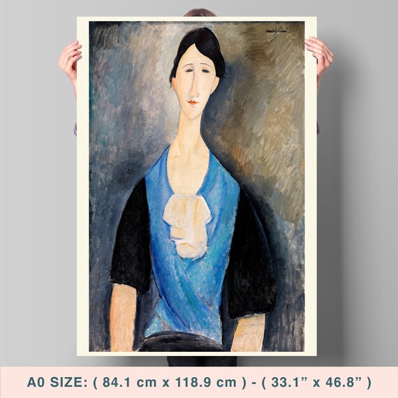 美術品・アンティーク・コレクション モディリアーニ 人物画 青色系