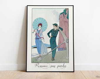 Póster de glamour parisino de los años 20 - Lámina Art Déco de George Barbier - Decoración de pared de museo