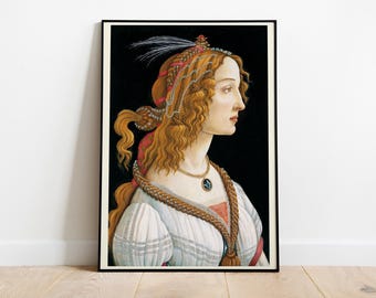 Botticelli Lady Portrait Print, Renaissance Home Decor, Classic Art Poster