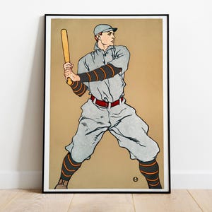 Edward Penfield, disegno di un giocatore di baseball, 1908, - Dipinto per la casa, poster di alta qualità - Carta semilucida premium