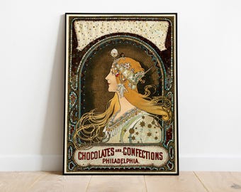Alphonse Mucha Zodiac Art Nouveau Poster, Wallart Print
