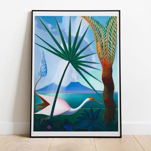 Henri Rousseau, Tropical Landscape with Stork, 1910 - Painting Home Decor, High Quality Poster - Premium Semi-Glossy Paper