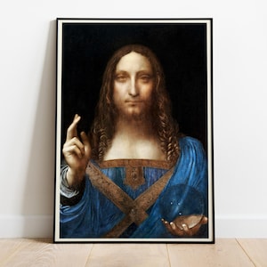 Leonardo da Vinci, Salvator Mundi, 1500 - Dipinto, decorazione per la casa, poster di alta qualità, carta semilucida premium