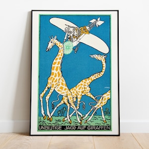 Julius E. F. Jung, Unblutige Jagd auf Giraffen, 1910 - Pintura decoración del hogar, póster de alta calidad - Papel semibrillante premium