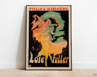 Loïe Fuller Art Nouveau Poster, Vintage Paris Cabaret Print