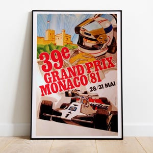 Monaco Grand Prix, Retro Formula 1 Racing, 1981 - Vintage Painting Home Decor, High Quality Poster - Premium Semi-Glossy Paper