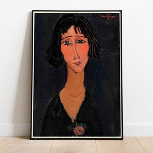 Amedeo Modigliani, Jeune femme a la rose, Margherita, 1916 - Pittura Home Decor, Poster HQ, Carta semilucida Premium