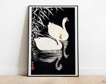 Ohara Koson Zwaan Poster - Japanse kunstprint - Natuur wanddecoratie cadeau