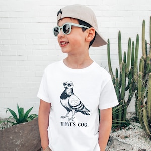 Funny Pigeon Kids Shirt, That's Coo Bird Pun Shirt, Cool Pigeon Graphic Tee, Funny Animal Youth Shirt, Pigeon Toddler Tee, Pigeon image 2