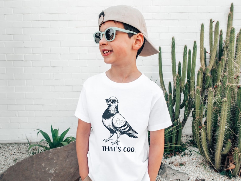 Funny Pigeon Kids Shirt, That's Coo Bird Pun Shirt, Cool Pigeon Graphic Tee, Funny Animal Youth Shirt, Pigeon Toddler Tee, Pigeon image 2