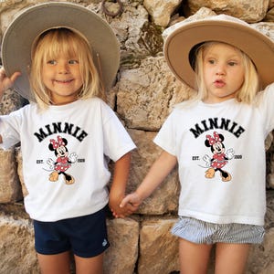 Chemise Minnie Mouse Est 1928, t-shirt Disney pour tout-petits, chemise classique pour tout-petits Minnie, jolie tenue Disney rétro pour les filles image 4