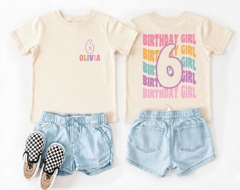 Personalized Birthday Girl Shirt, Custom Name Age Groovy Birthday Girl Tee, Toddler Birthday Girl Outfit, Birthday Girl Gifts