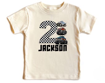 Custom Monster Truck 2nd Birthday Shirt: Racing Party Outfit