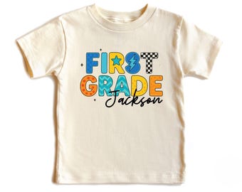 Custom Name First Grade Boy Shirt, Back to School First Grade Toddler Shirt, 1st Grade Boys Tshirt, First Day of School Kids Gift Shirt