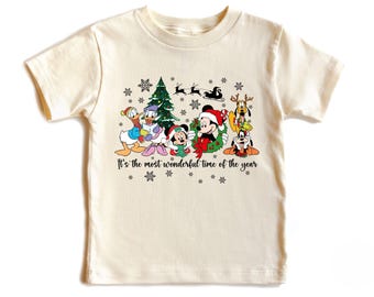 Disney Mickey and Friends Christmas Kids Shirt: Most Wonderful Time Holiday Youth & Toddler Tee