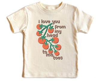 Chemise drôle de jeu de mots de tomate : « De la tête aux pieds » T-shirts enfant