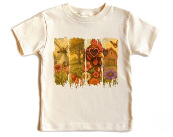 Farm Chicken Toddler Shirt: Country Rooster, Barn Art