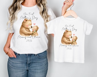 Custom Bear Mommy and Me Shirt, Our First Mothers Day 2026 Gifts, First Mothers Day Baby Onesie®, Mom Baby Matching Outfit