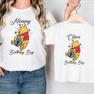 Custom Winnie the Pooh Birthday Shirt, Personalized Pooh 1st Birthday Outfit, Disney Family Matching Birthday Tee, Pooh Bear Birthday Shirt