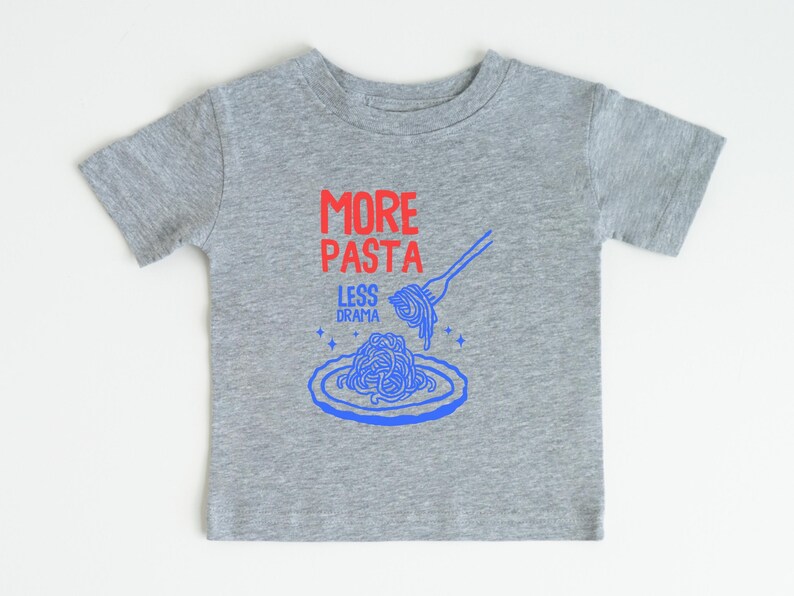 Funny Toddler Pasta Shirt: More Pasta Less Drama Italian Foodie Tee Bild 5
