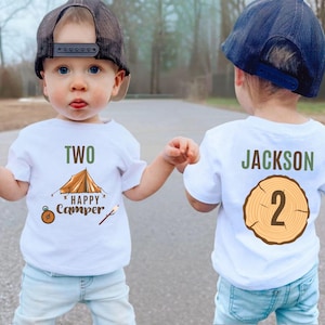 Two Happy Camper Birthday Shirt: Custom Camping 2nd Birthday Tee
