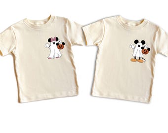 Ghost Mouse Kids Halloween Shirt, Mickey Minnie Trick-or-Treat Toddler & Youth Tee, Disney Matching Spooky Boy Girl Outfit