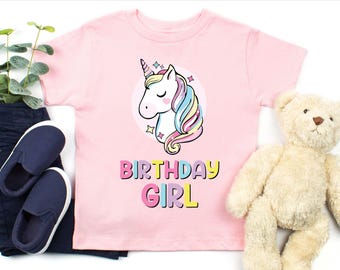 Pastel Unicorn Birthday Girl Shirt: Rainbow Party Outfit