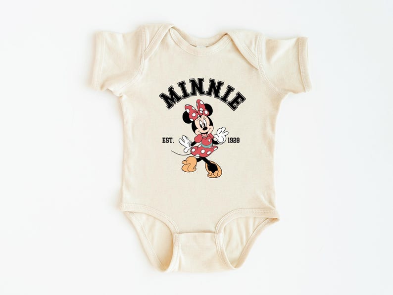 Chemise Minnie Mouse Est 1928, t-shirt Disney pour tout-petits, chemise classique pour tout-petits Minnie, jolie tenue Disney rétro pour les filles image 3