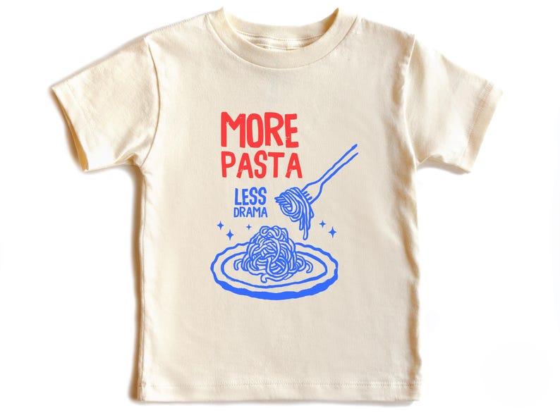 Funny Toddler Pasta Shirt: More Pasta Less Drama Italian Foodie Tee Bild 1